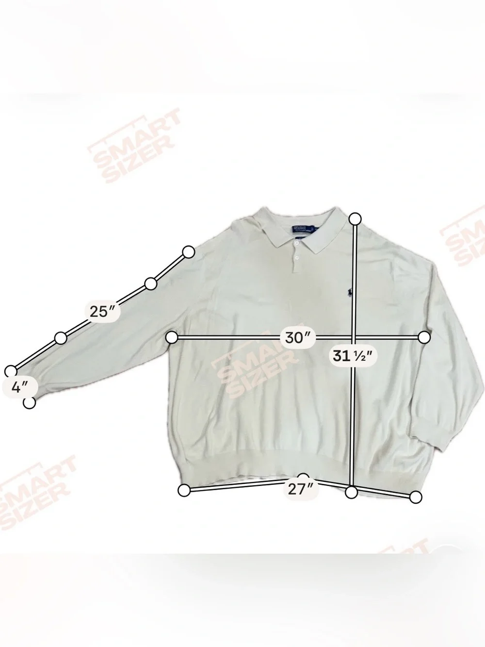 Polo Ralph Lauren Polo 5XB Mens Cream Pima Cotton Sweater Big & Tall Pony Preppy